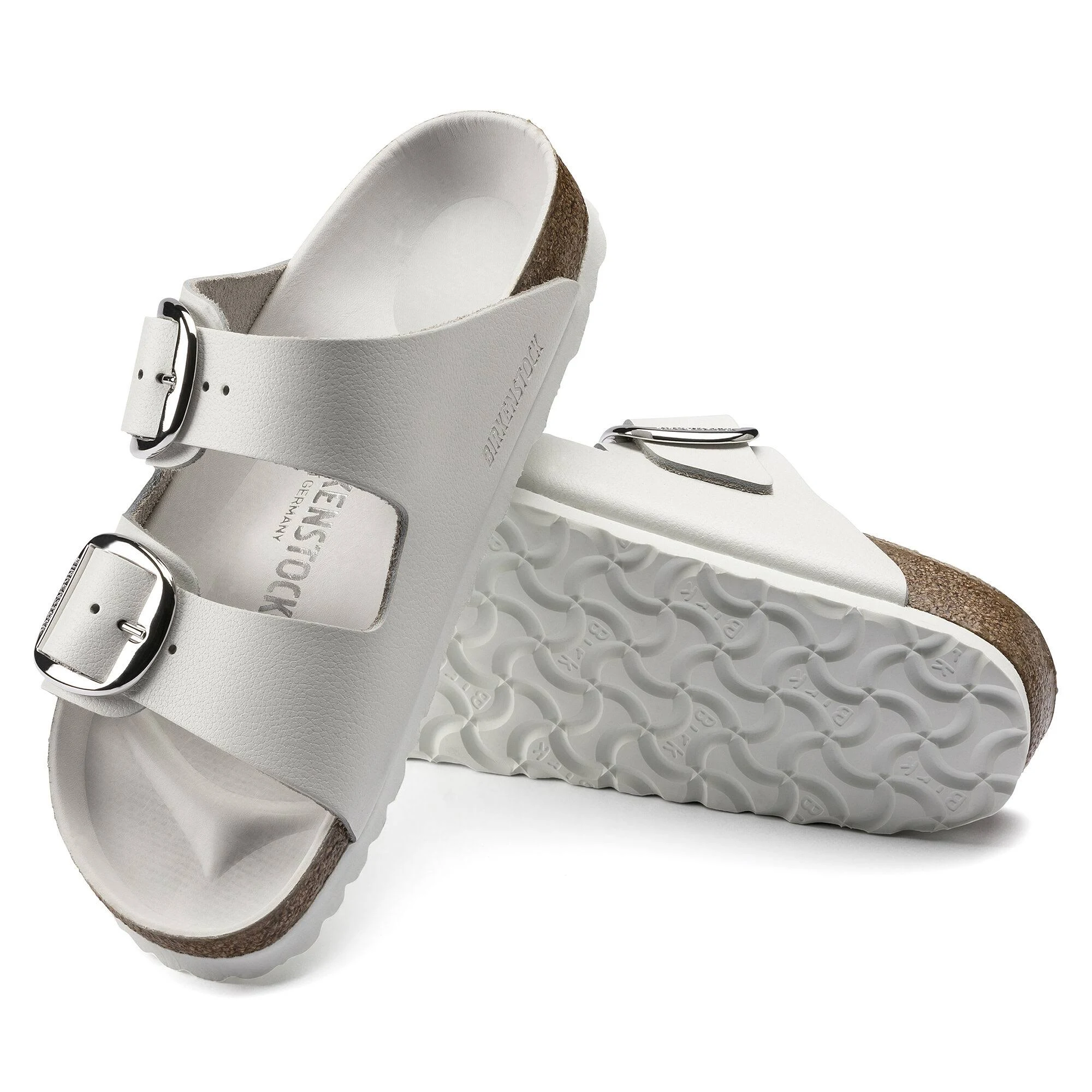 BIRKENSTOCK Arizona Natural Leather White Two-Strap Sandals