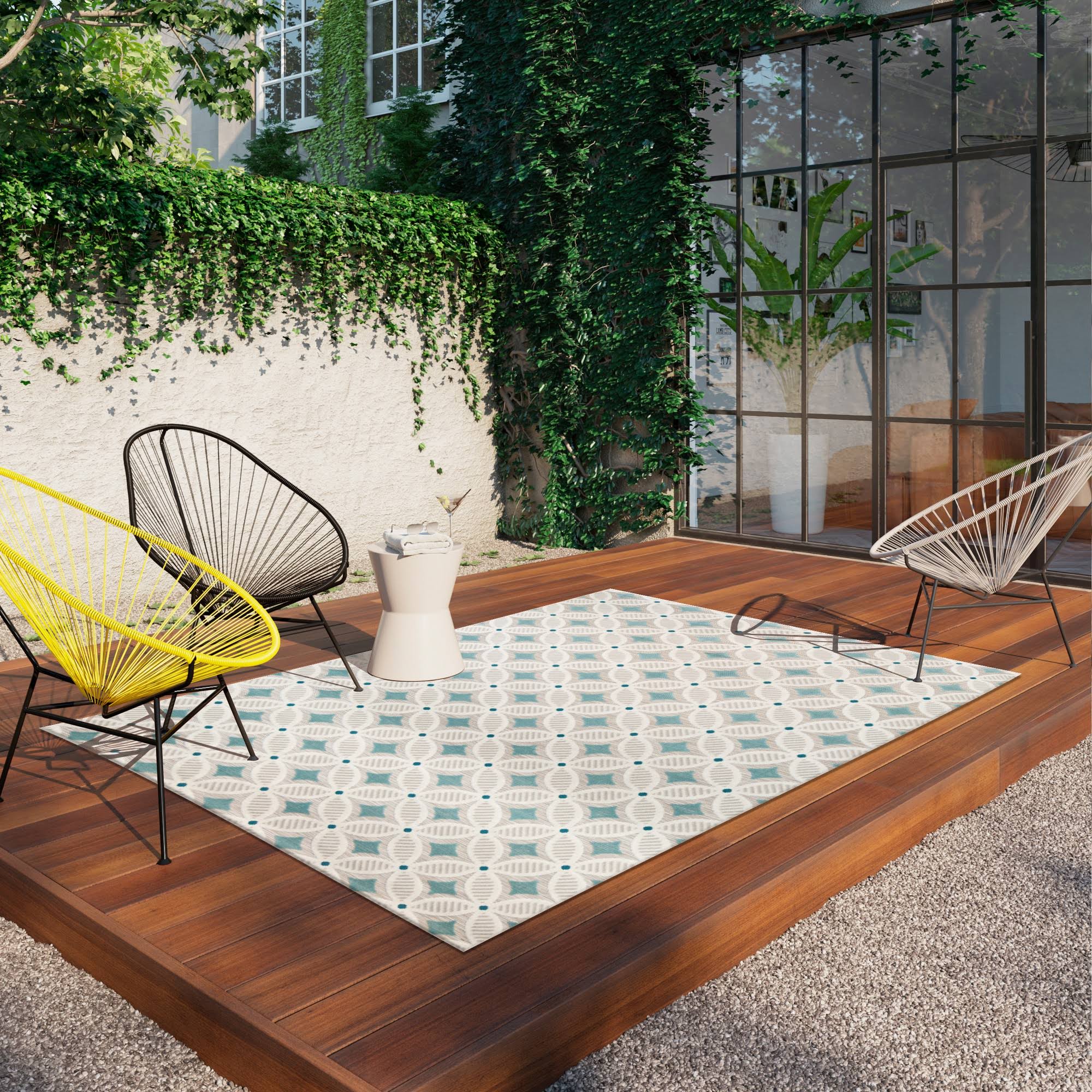5& x 7& Quatrefoil Outdoor Rug Aqua - Opalhouse