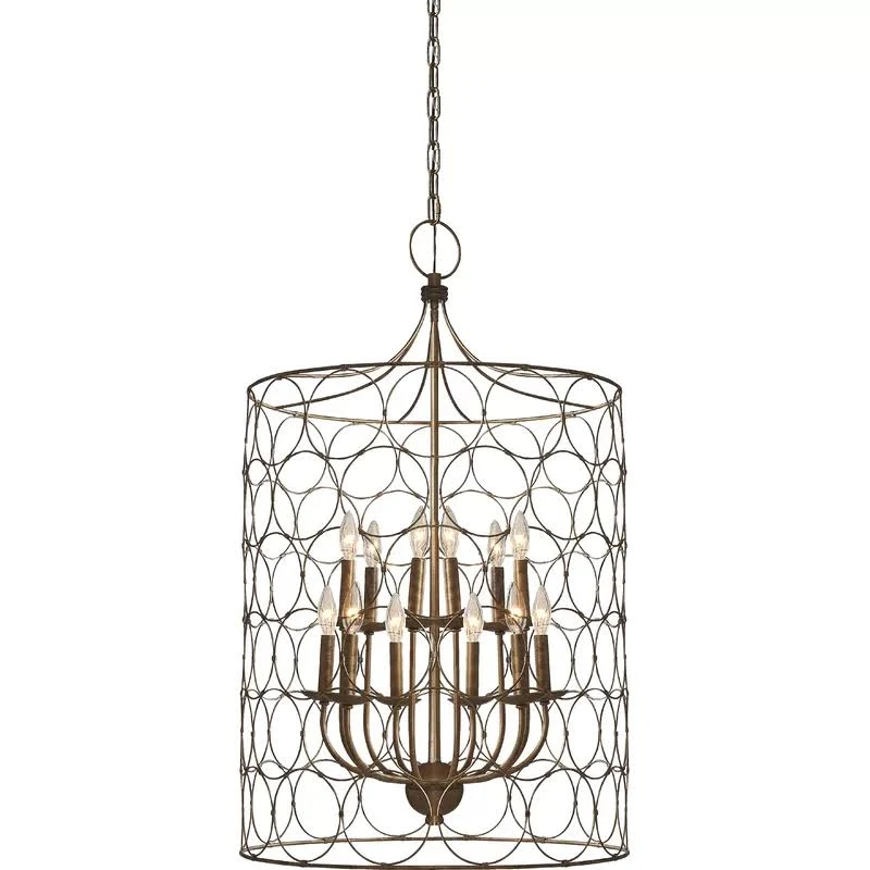 Flores 12 - Light Candle Style Drum Chandelier - Gold