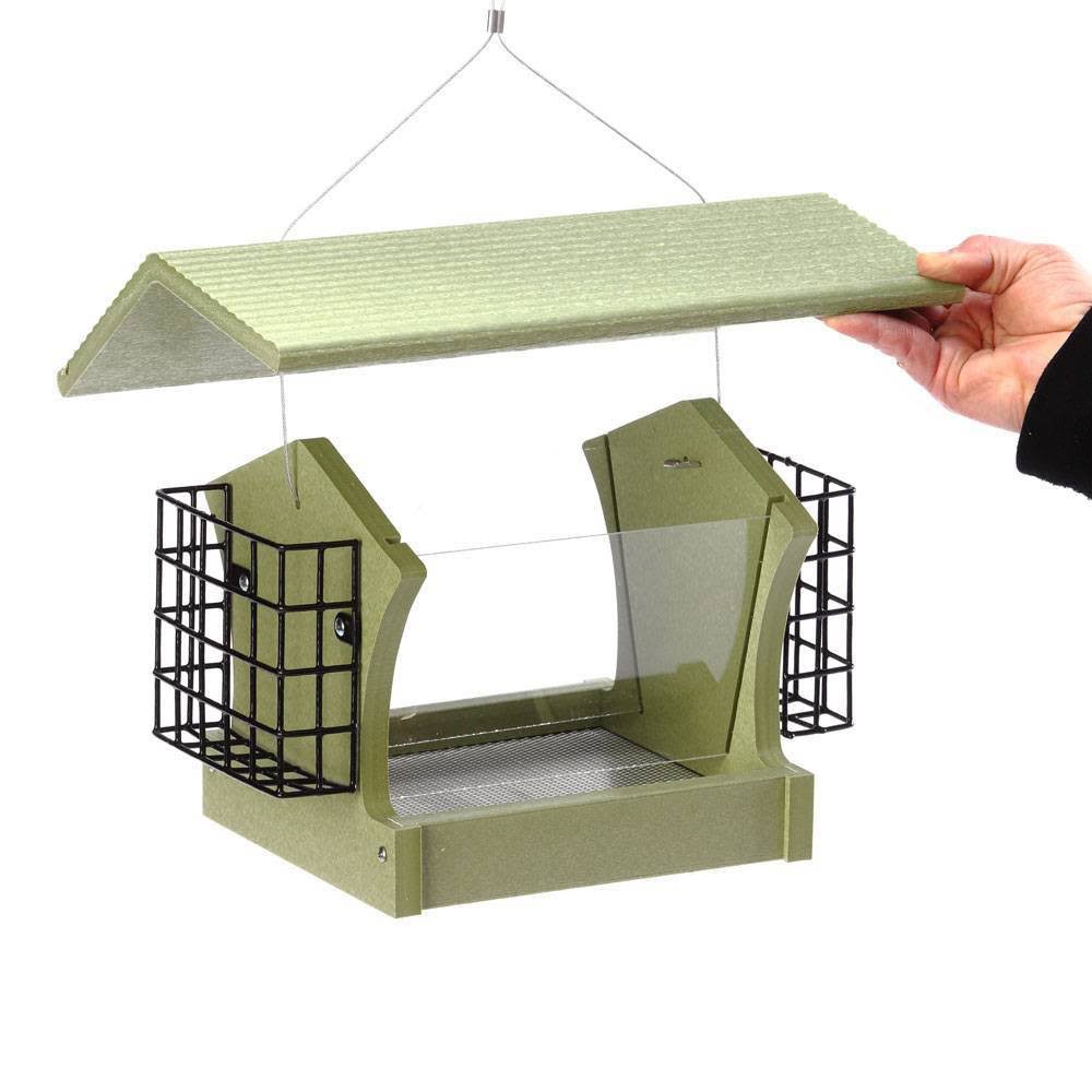 Green Solutions Recycled Medium Hopper Bird Feeder with Suet Cages