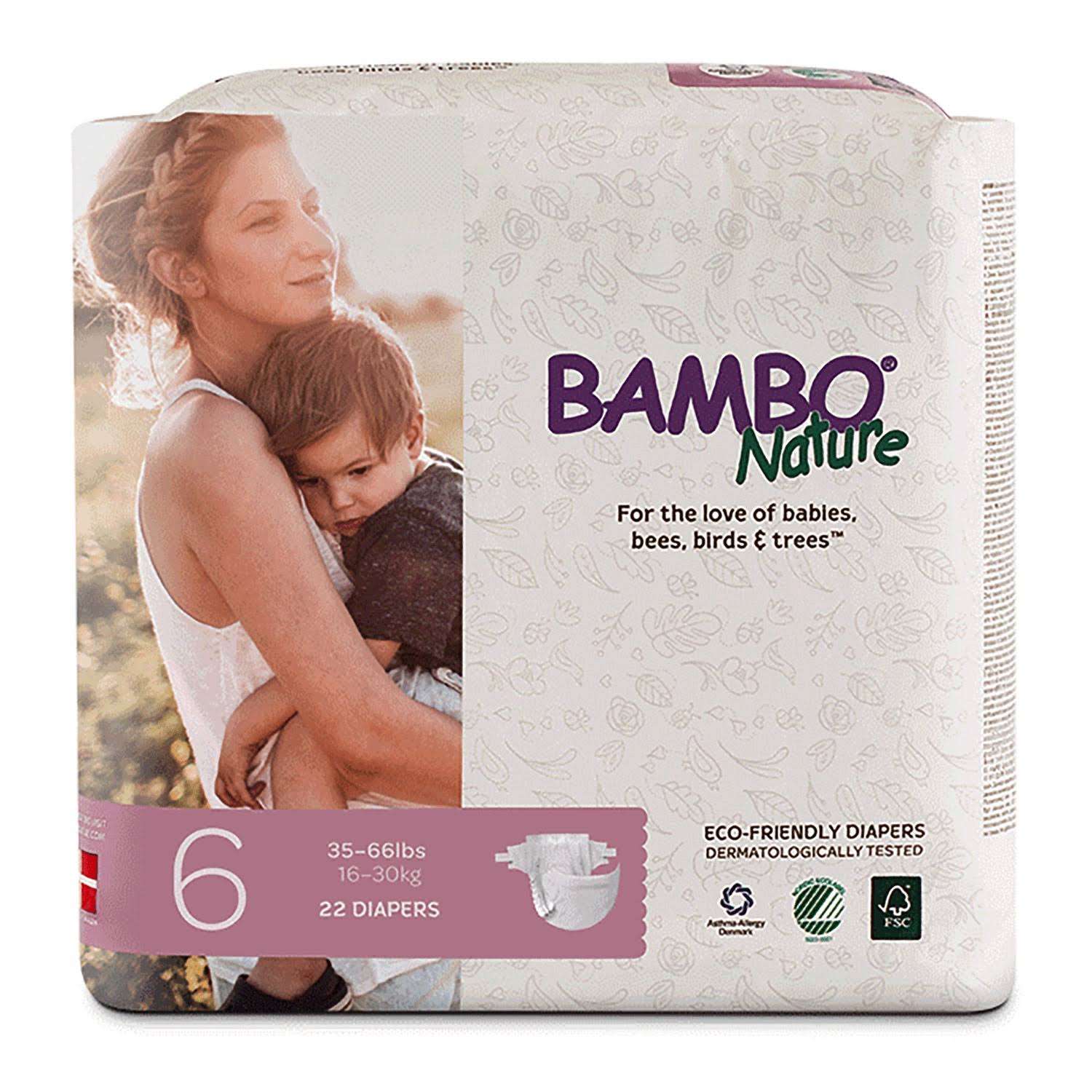 Bambo Nature Premium Baby Diapers, Size 6 (2 Cases of 132)