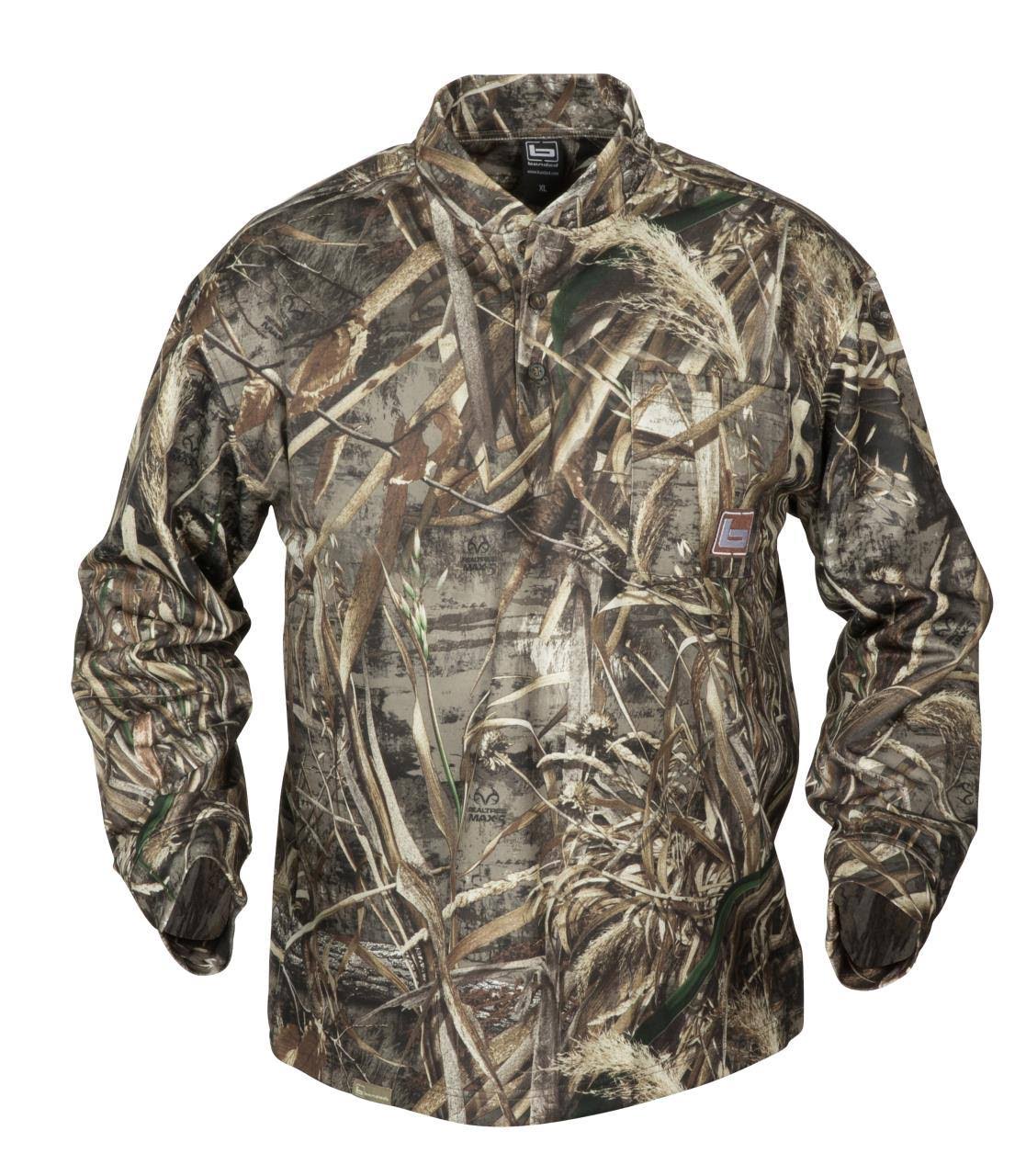 Banded Tec Fleece Henley L/S Shirt, Size Medium, Max-5