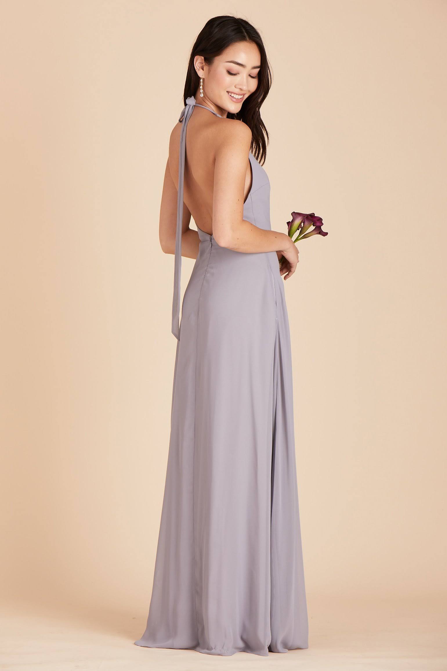 Birdy Grey Moni Convertible Chiffon Bridesmaid Dress in Silver S / Silver