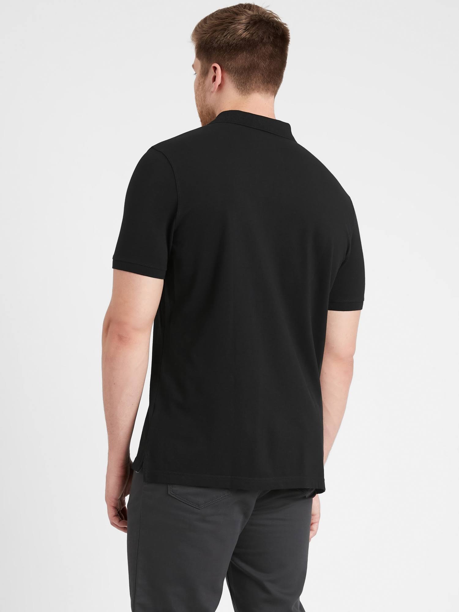 Banana Republic men's Signature Pique Polo Shirt Black Tall Size L