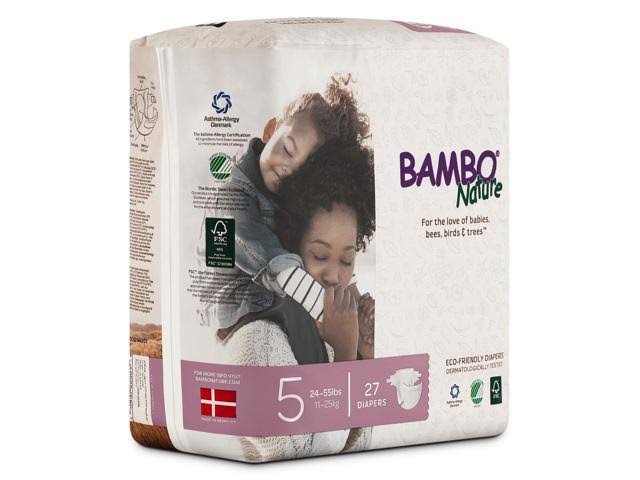Bambo Nature Premium Baby Diapers, Size 5, 162 Count, Beige