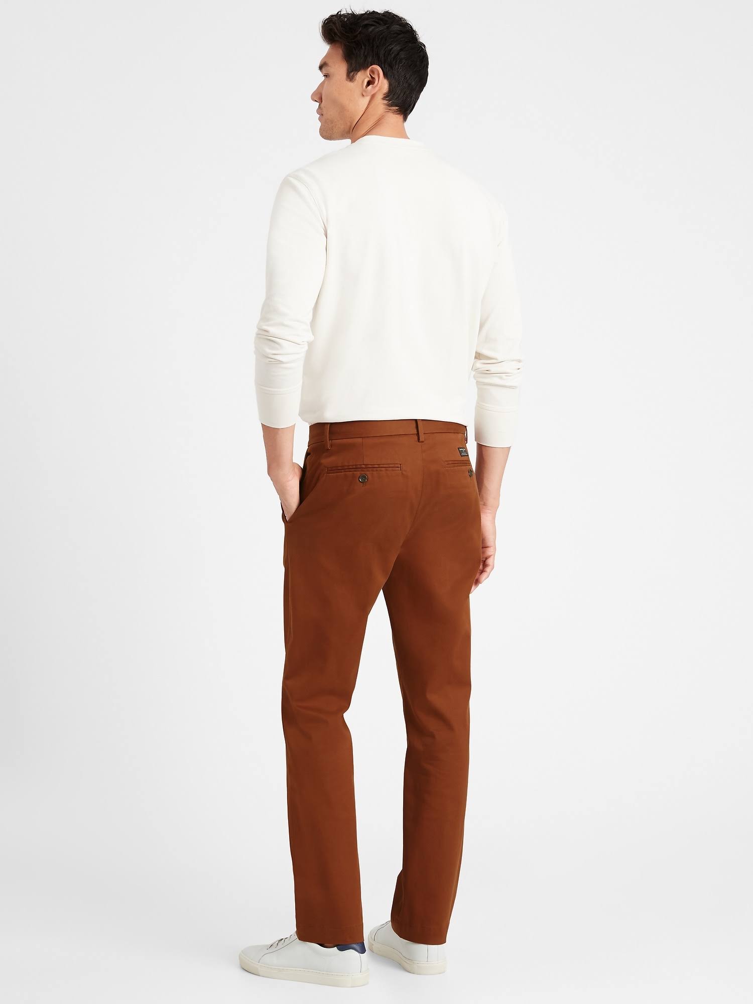 Banana Republic Men's Straight Rapid Movement Chino Pant Rust Brown Size 31W 34L