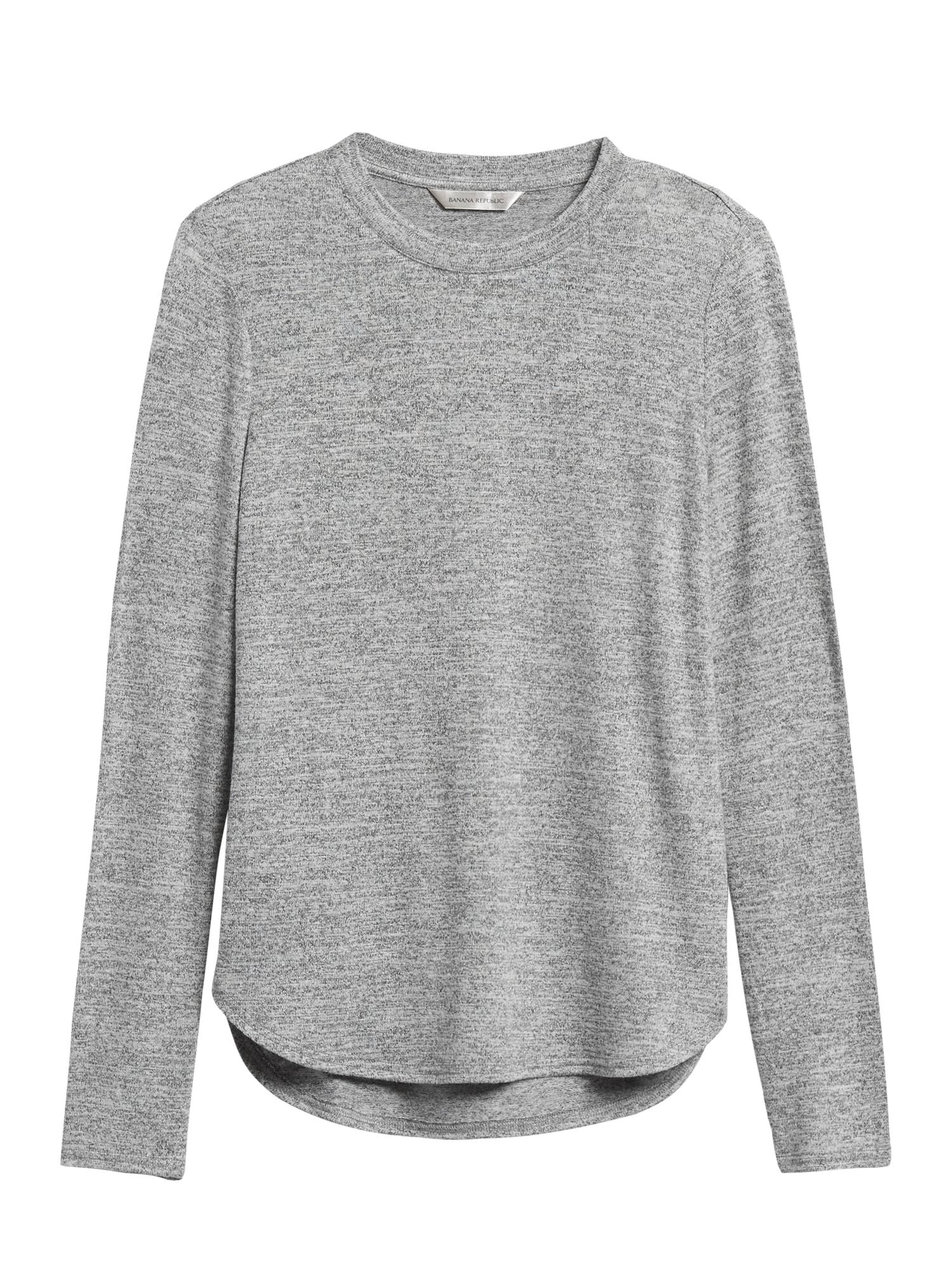 Banana Republic Women's Luxespun Long-Sleeve T-Shirt Heather Gray Size Xs