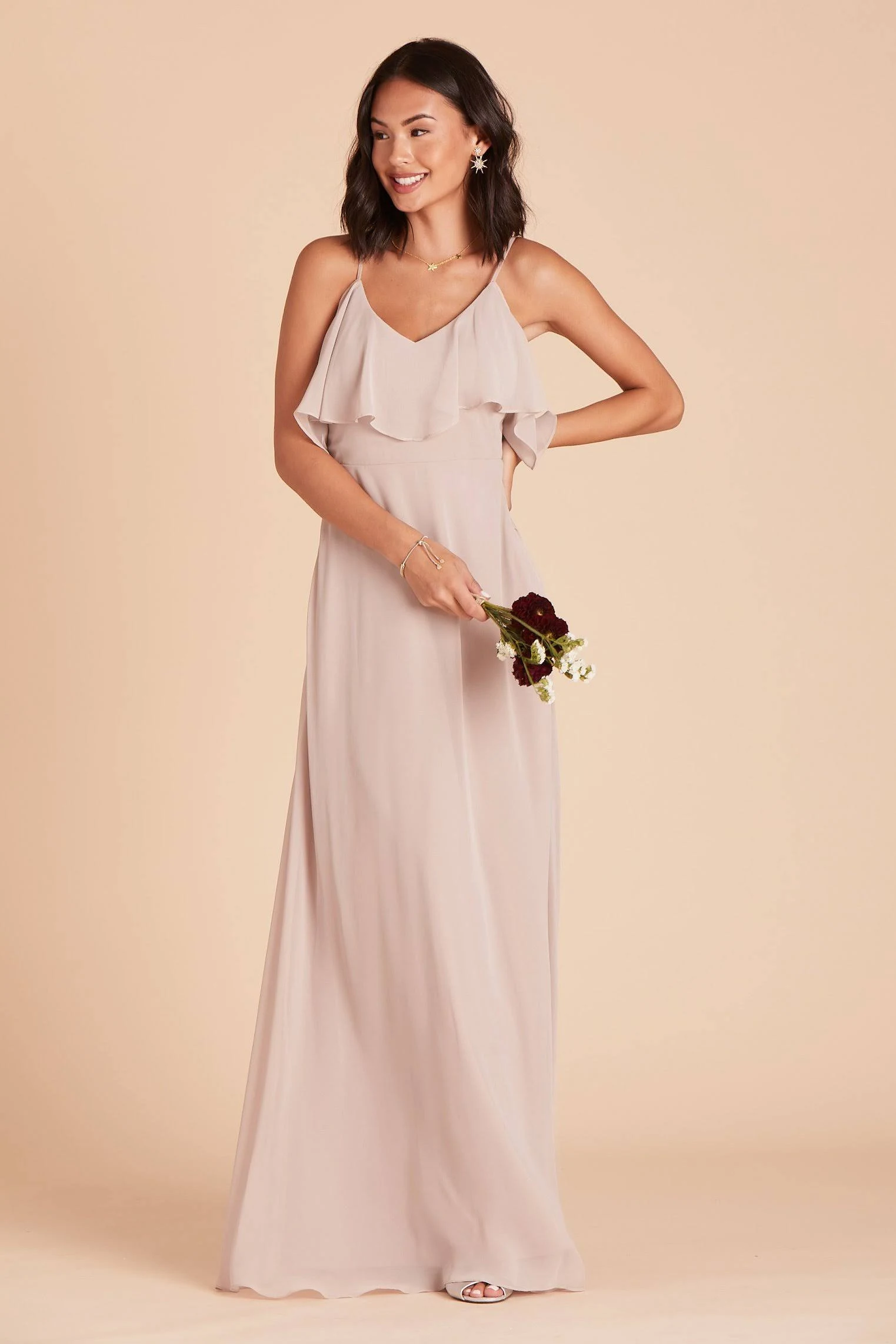 Birdy Grey Jane Convertible Chiffon Bridesmaid Dress in Taupe L / Taupe