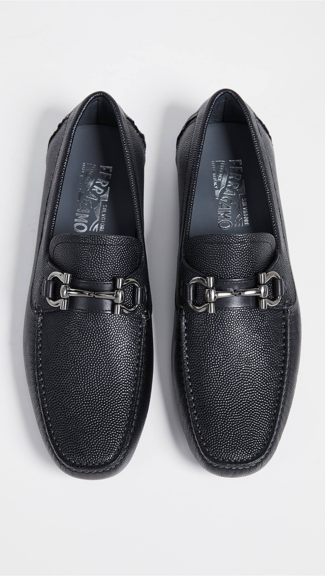 Salvatore Ferragamo Parigi Gancini Bit Leather Driver, 9 / Black