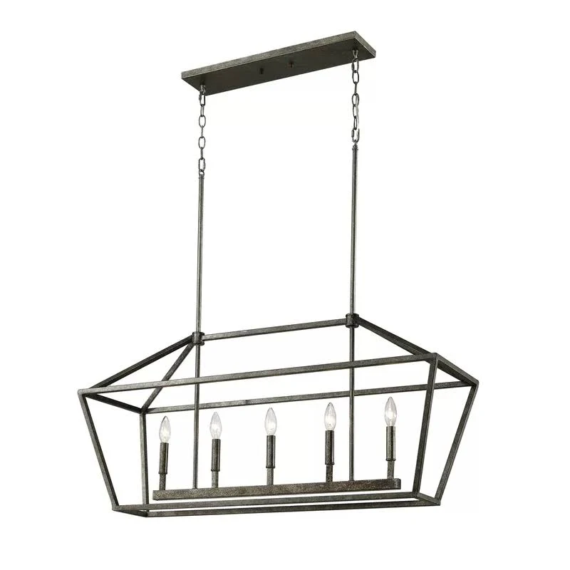 Finch 5 - Light Kitchen Island Linear Pendant Finish: Satin Nickel