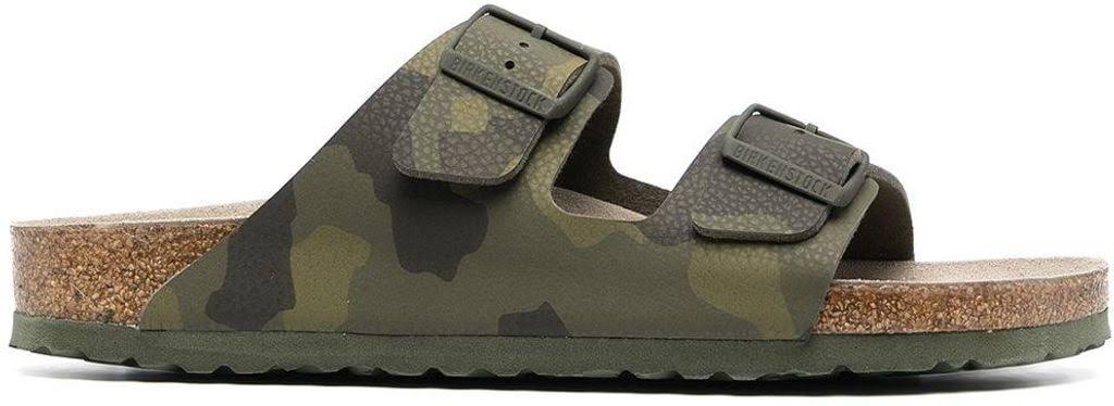 Birkenstock Arizona Camouflage-Print Leather Sandals - Green