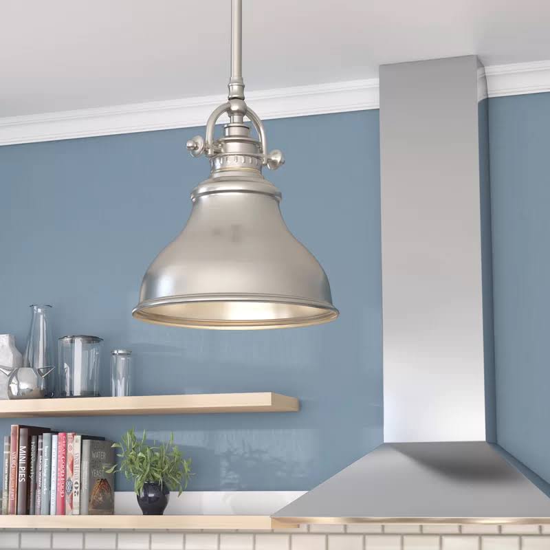 Mueller 1-Light Single Dome Pendant Beachcrest Home Finish: Brushed Nickel, Size: 9x22 H x 8x22 W x 8x22 D
