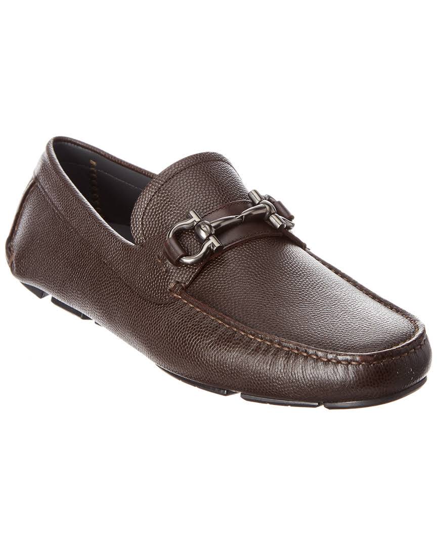 Salvatore Ferragamo Parigi Gancini Bit Leather Driver, 11 / Brown