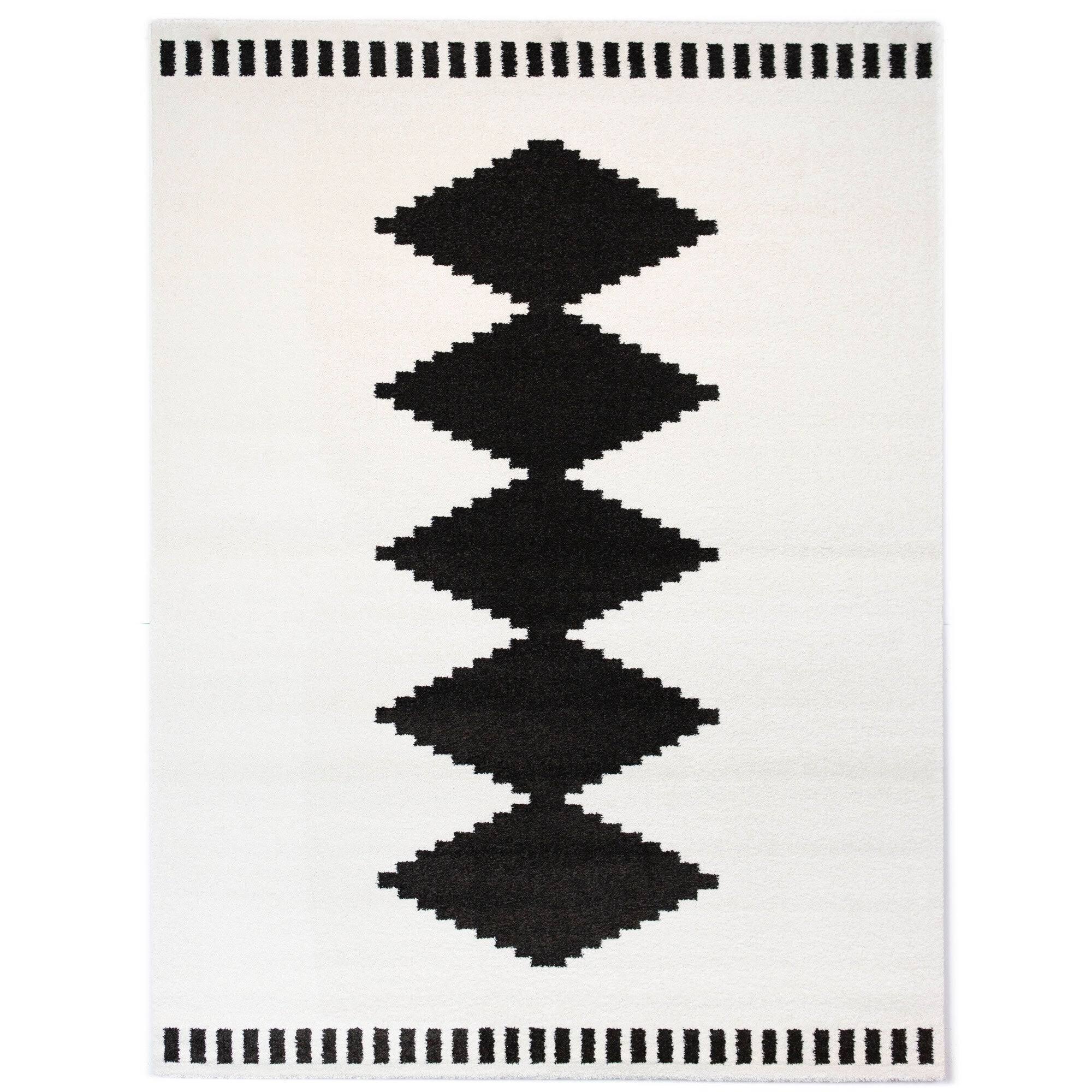 Nisha Geometric Modern Moroccan Area Rug - 4&4x22 x 6& - Black