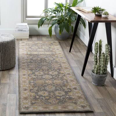 Arden Floral Handmade Wool Charcoal Area Rug Birch Lane Rug Size: Runner 2&6x22 x 8&