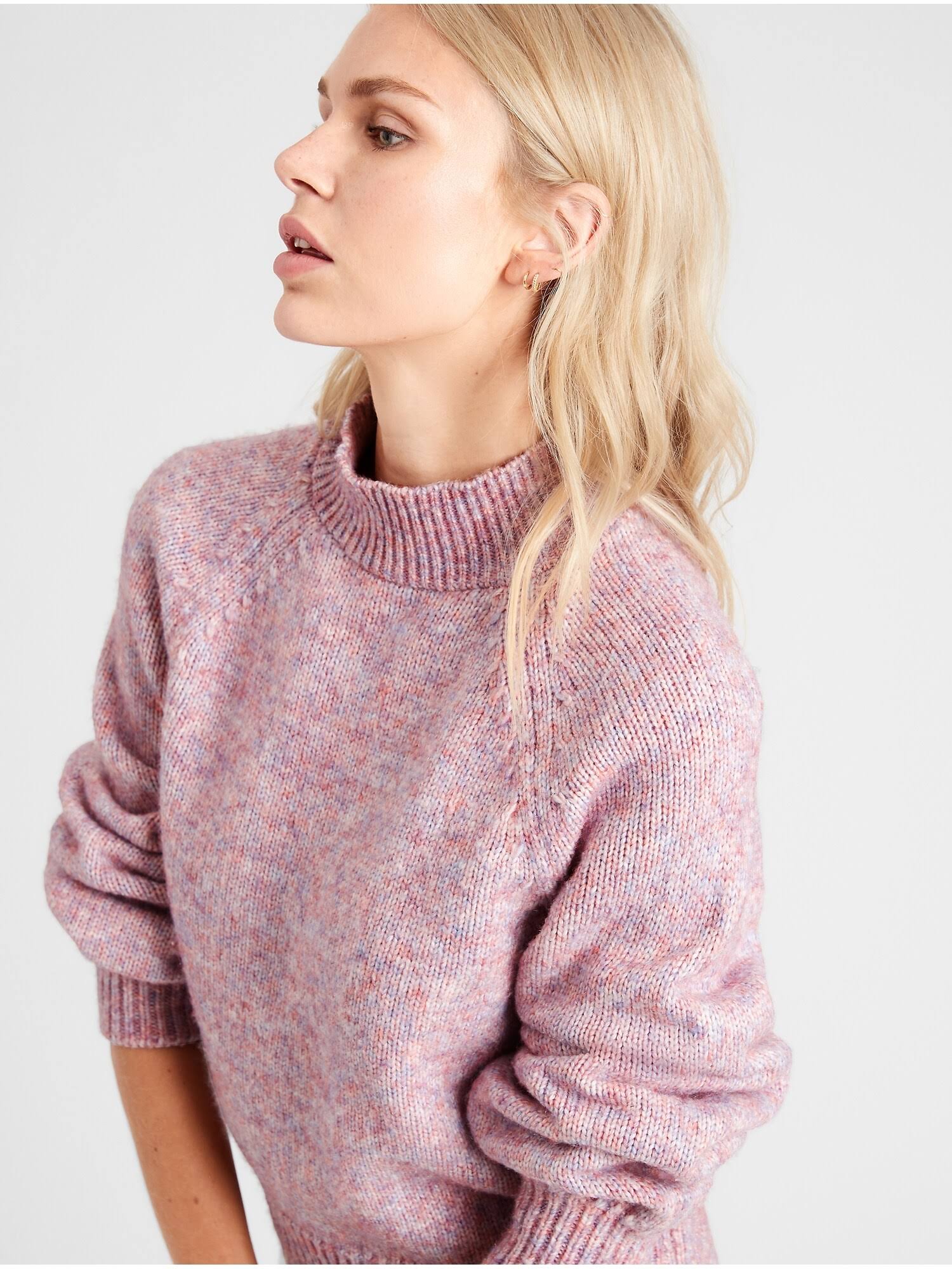 Women's Spacedye Mock-Neck Sweater Pink