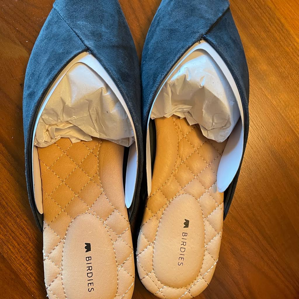 Birdies The Swan in Midnight Suede - Women's Top Rated Comfortable Slide - The Pointed-Toe Wardrobe Staple - Effortless Chic