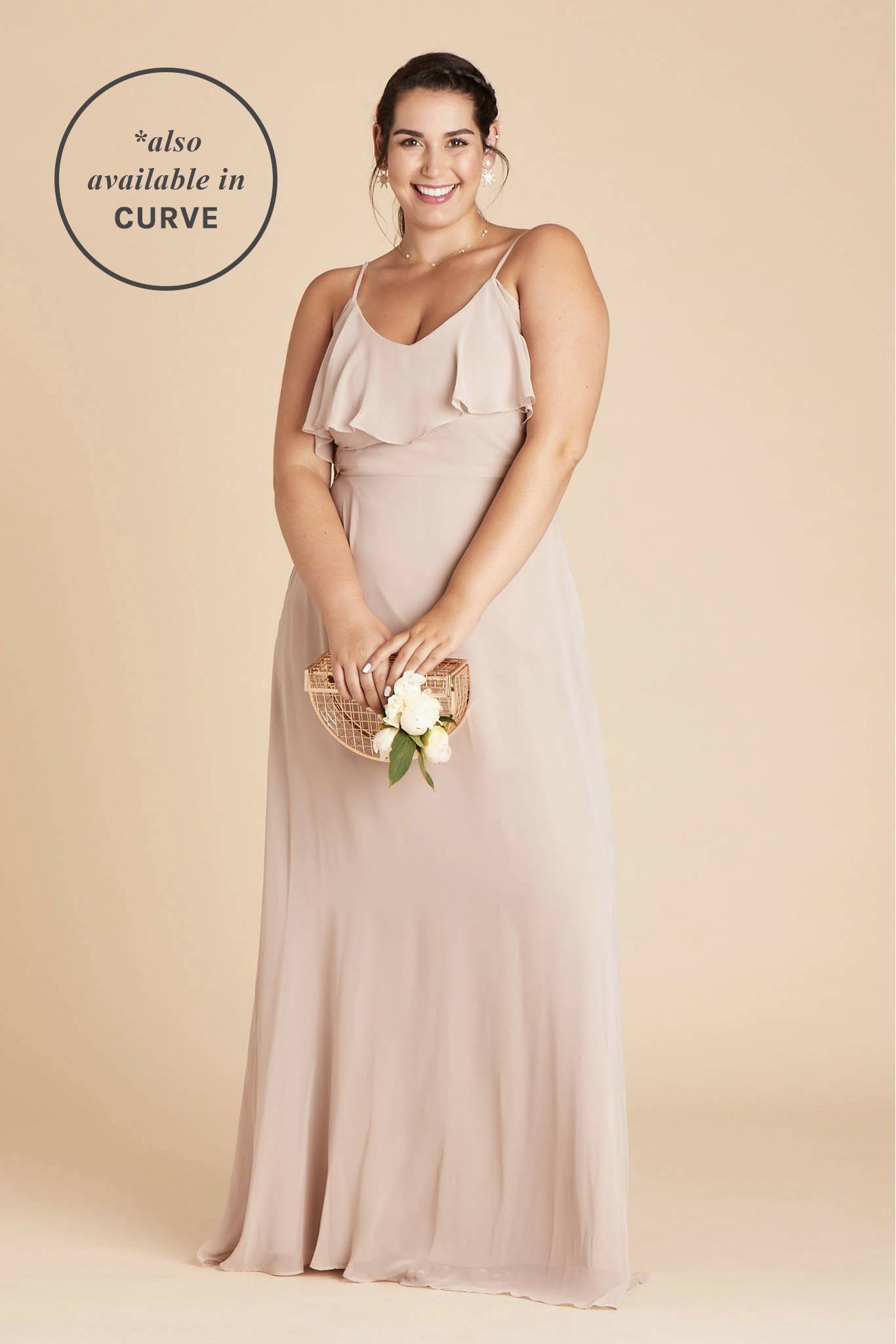 Birdy Grey Jane Convertible Chiffon Bridesmaid Dress in Taupe XXL / Taupe / No Slit