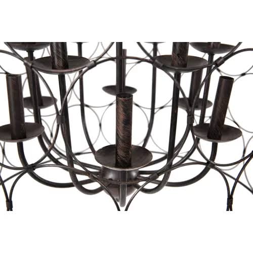 Flores 12 - Light Candle Style Drum Chandelier - Bronze