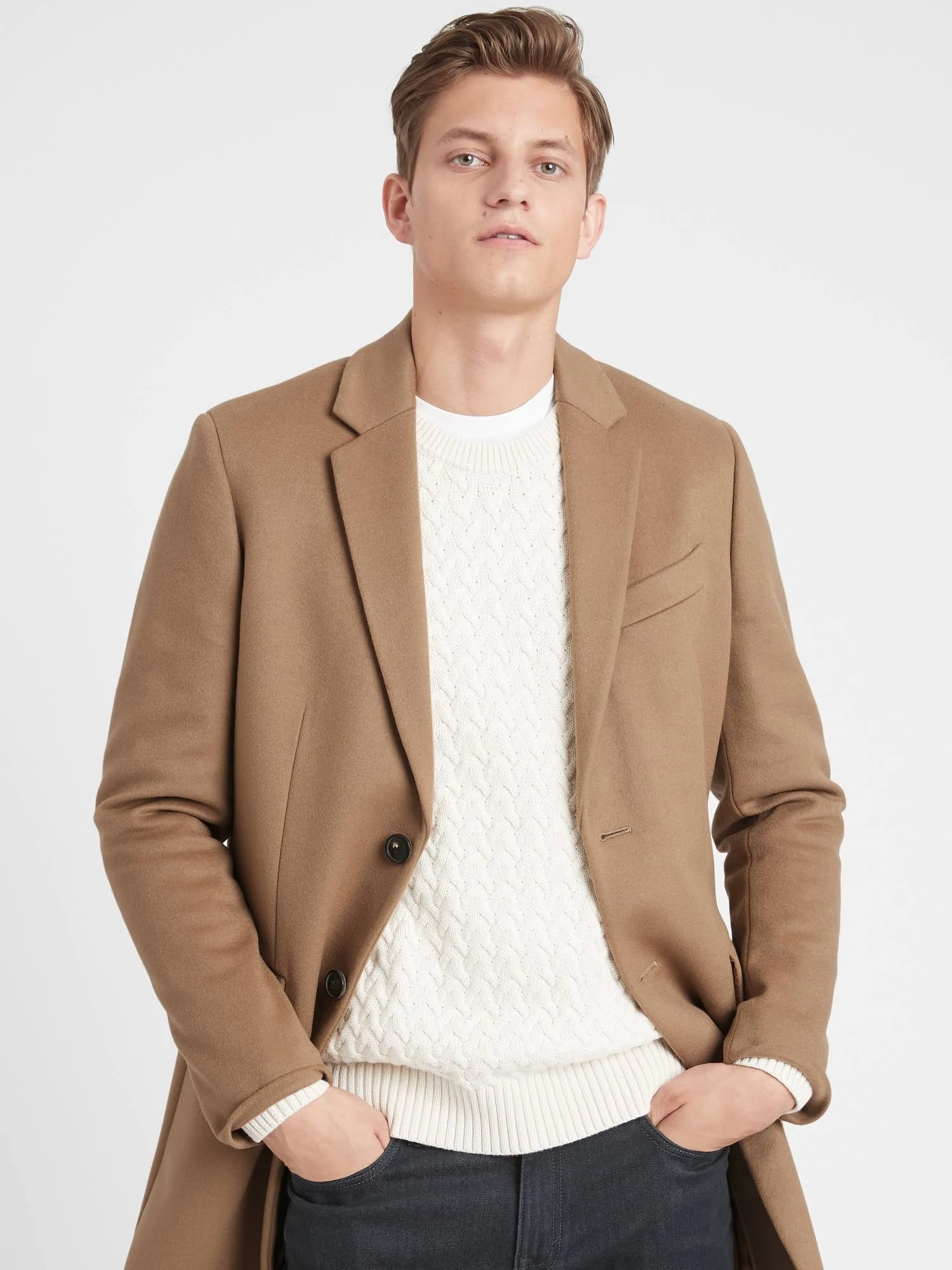 Banana Republic Men's Italian Melton Topcoat Camel Size S