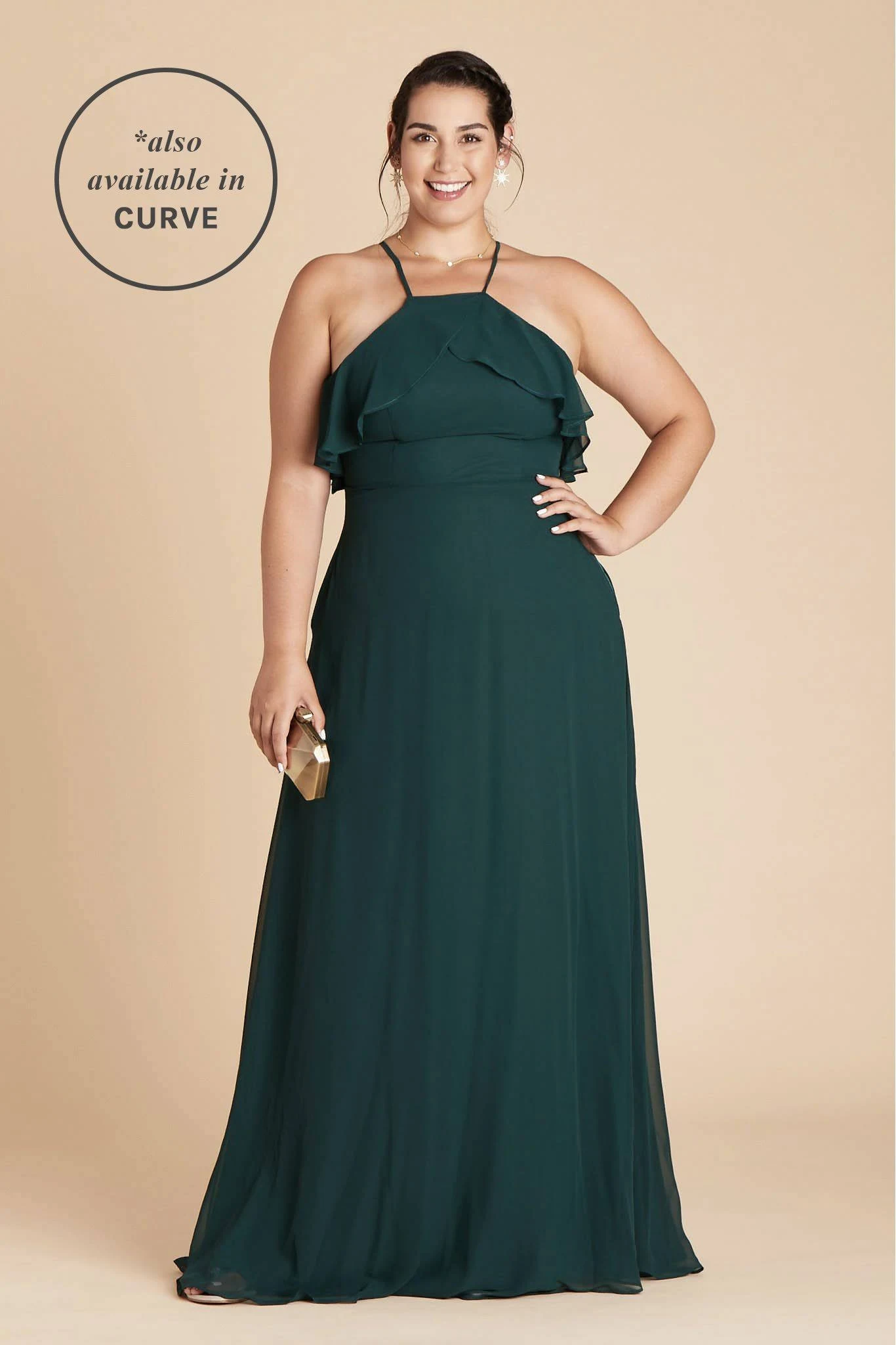 Birdy Grey Jules Chiffon Bridesmaid Dress in Emerald M / Emerald