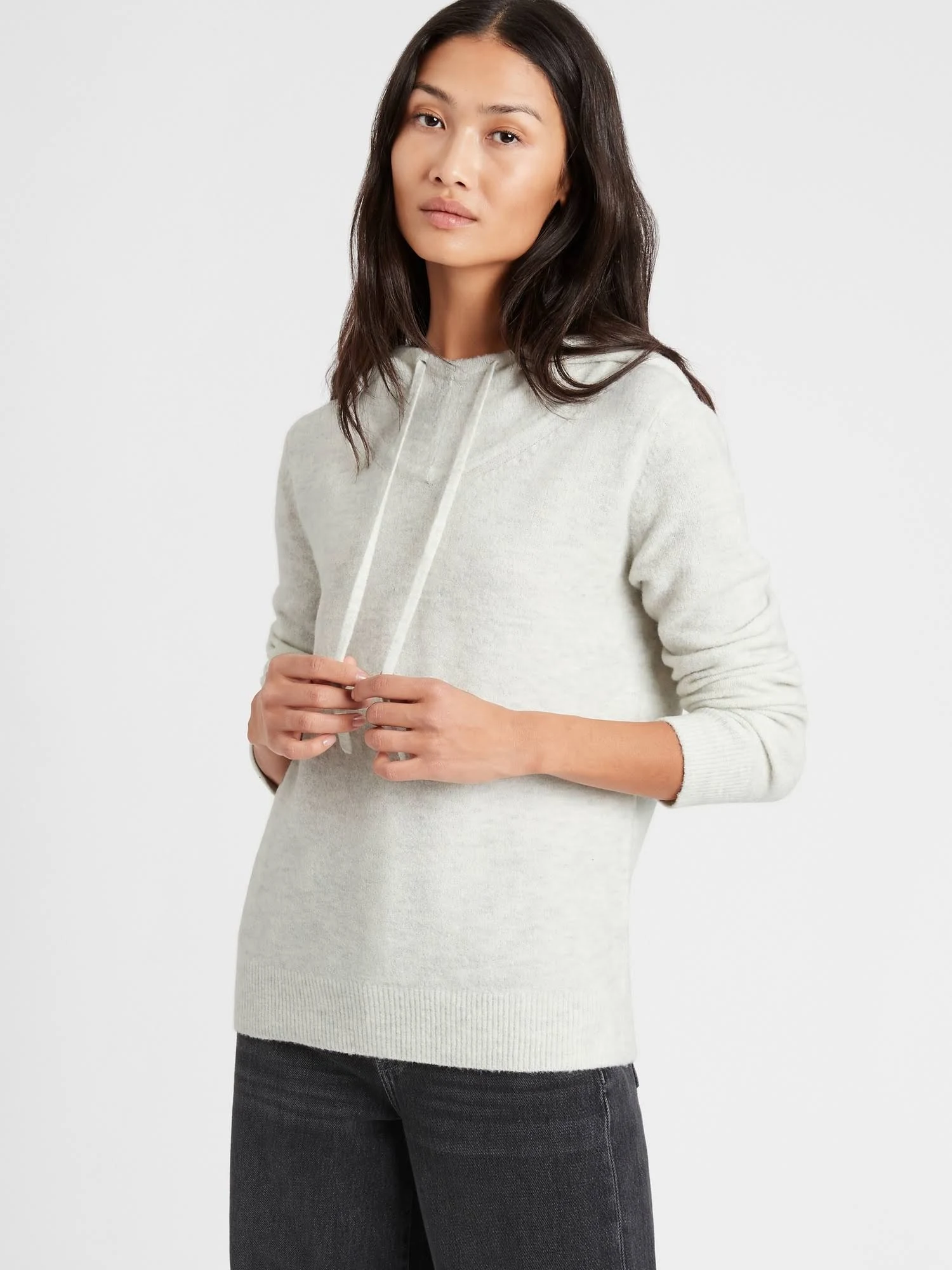 Banana Republic Women's Sweater Hoodie Light Gray Size L