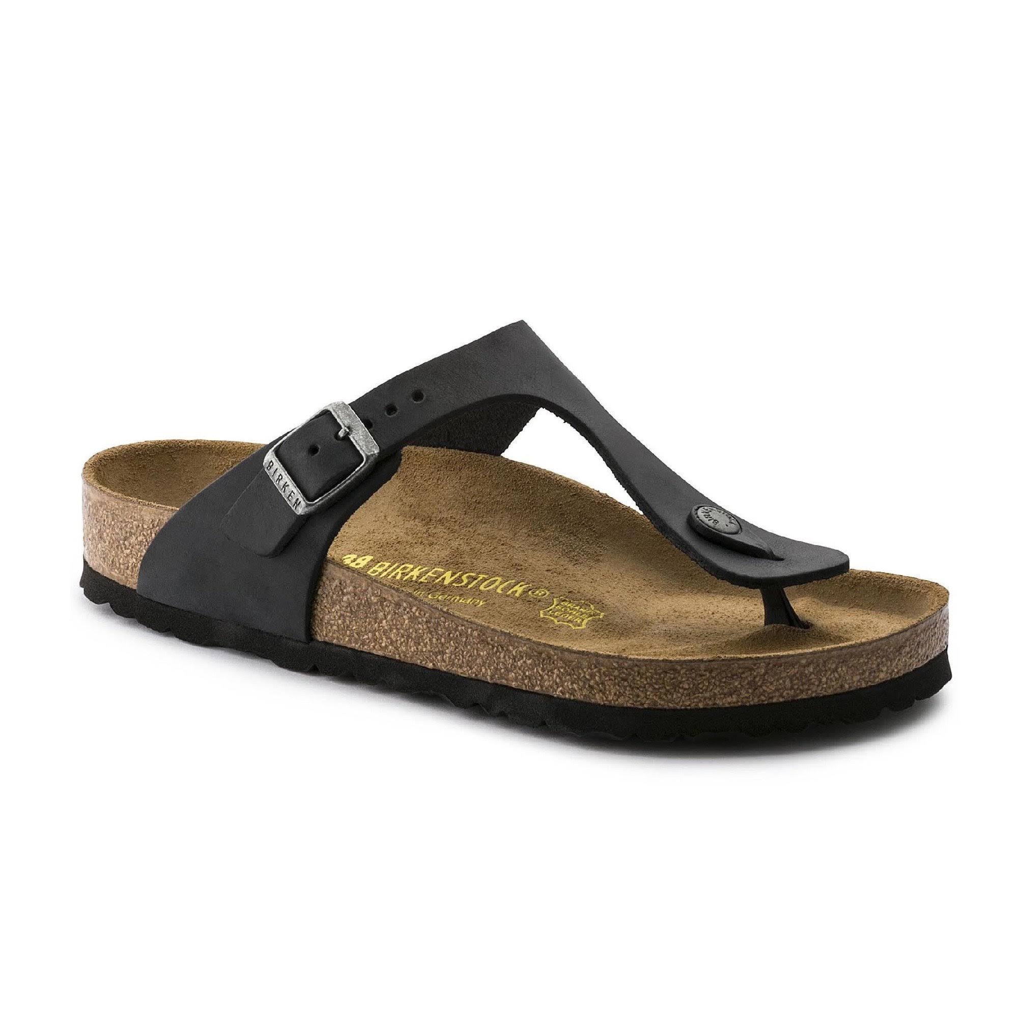 Birkenstock Women's Gizeh Sandal - 36 - Black Oiled Leather