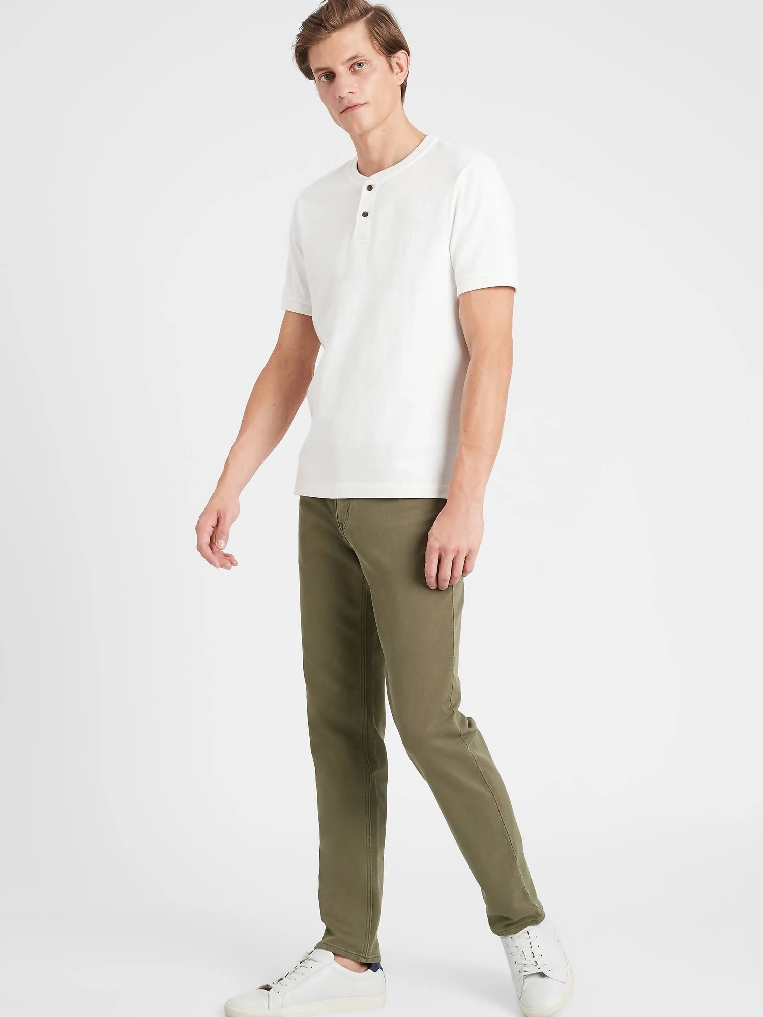 Banana Republic Men's Athletic Tapered Traveler Pant Olive You Green Size 34W 32L