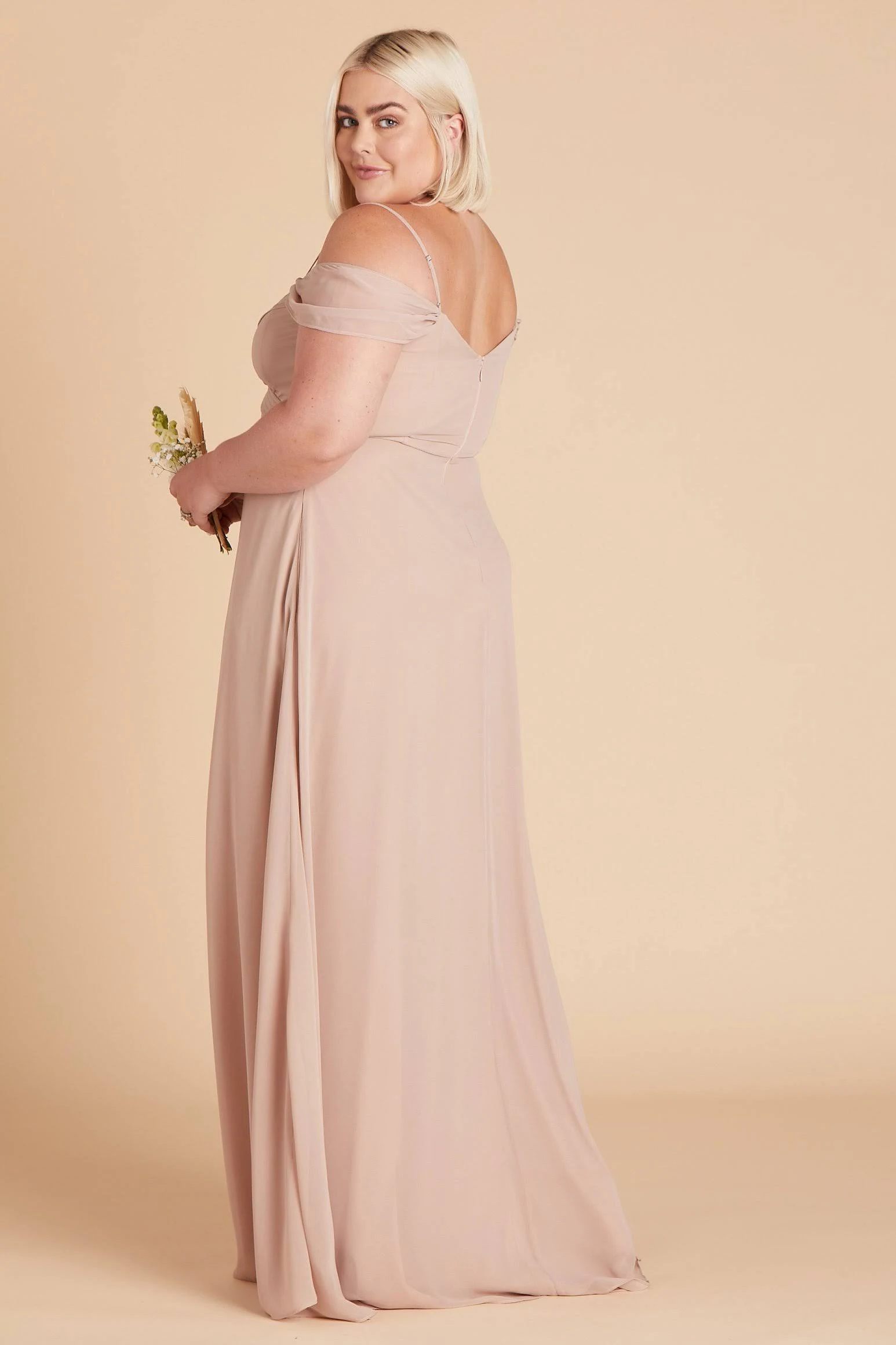 Birdy Grey Spence Plus Size Convertible Chiffon Bridesmaid Dress in Taupe 2x / Taupe