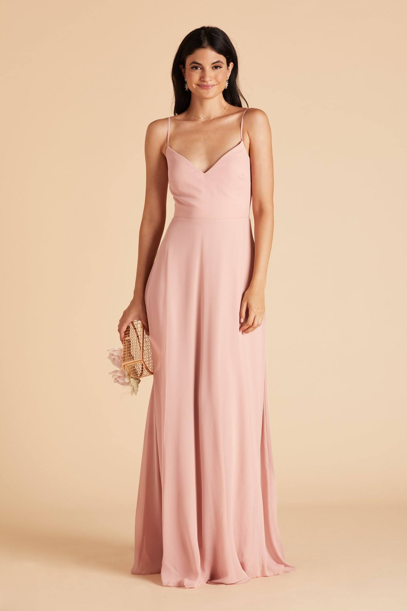 Birdy Grey Devin Convertible Chiffon Bridesmaid Dress in Dusty Rose M / Dusty Rose / No Slit