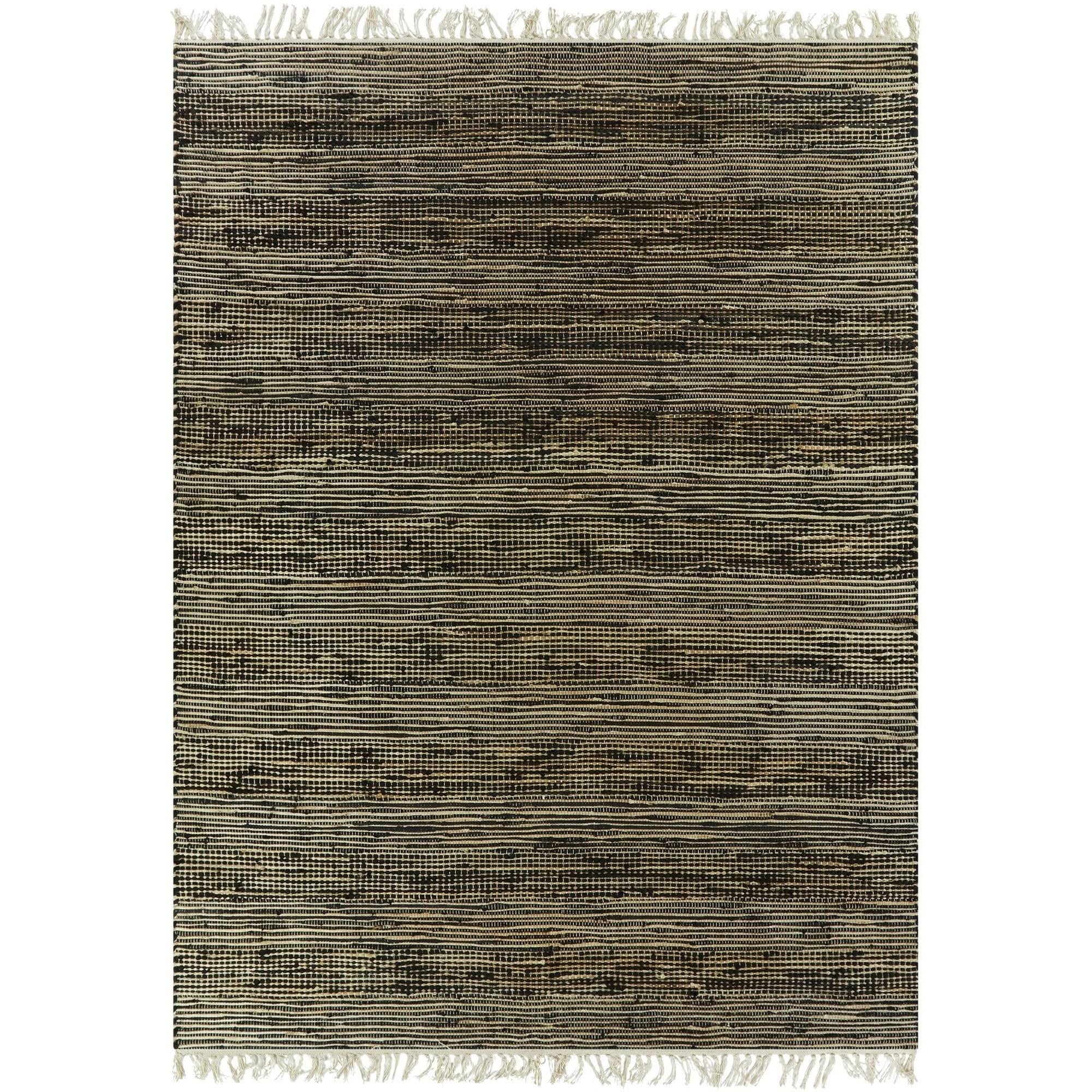 Papilio Hunter Sisal Flatweave Natural Fiber Jute Area Rug - 5&3x22 x 6&7x22 - Black