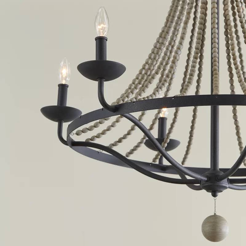 Omaha 6 - Light Candle Style Empire Chandelier with Beaded Accents