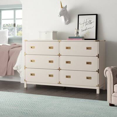 Dania 6 Drawer Double Dresser Color: White