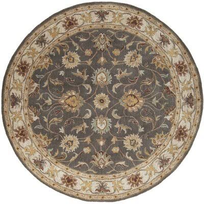 Arden Floral Handmade Tufted Wool Charcoal Area Rug Birch Lane Rug Size: Round 9&9x22