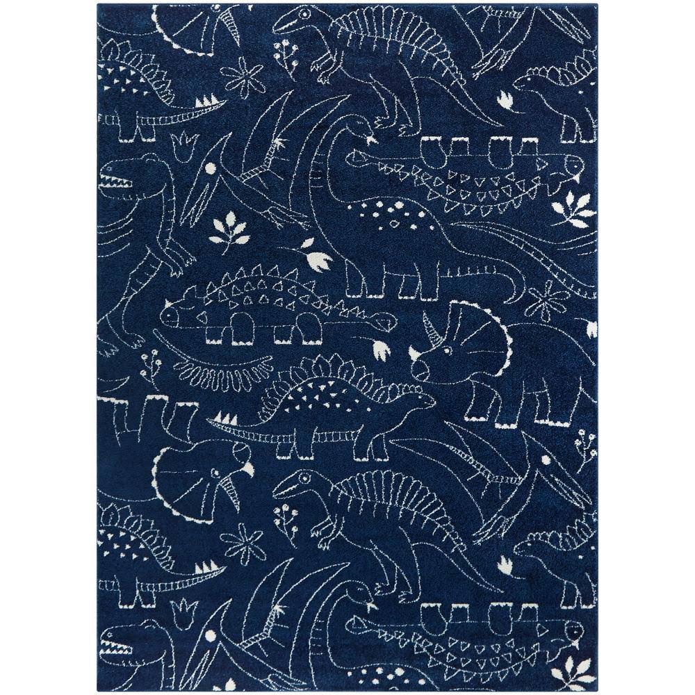 BALTA Parker Dinosaur Navy 4 ft. x 6 ft. Area Rug, Blue