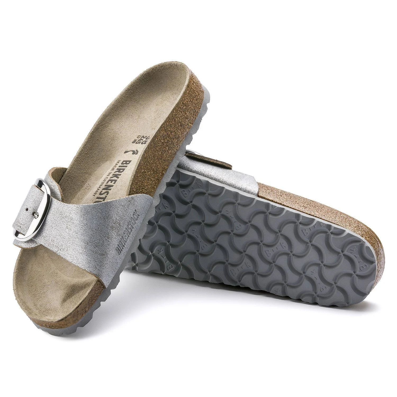 Birkenstock Madrid Big Buckle (Washed Metallic Blue) Women's Sandals