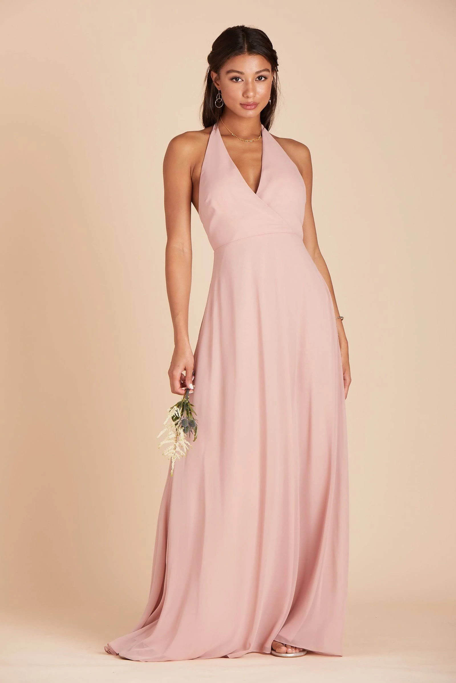 Birdy Grey Moni Convertible Chiffon Bridesmaid Dress in Rose Quartz 2XL / Rose Quartz