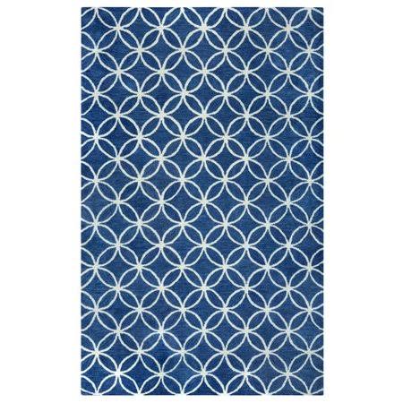 Breakwater Bay Melrose Navy & Parchment Hand-Woven Wool Area Rug, Size: Rectangle 5& x 8&, Blue