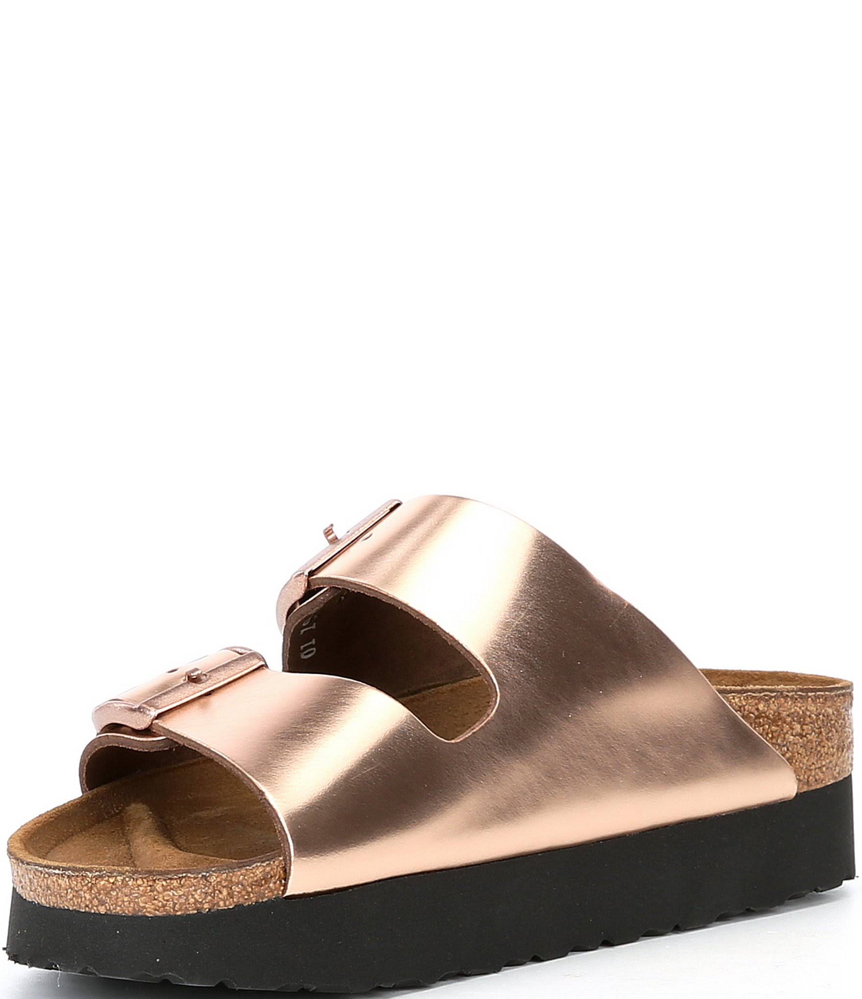 Birkenstock Women's Arizona Platform Leather Metallic Copper
