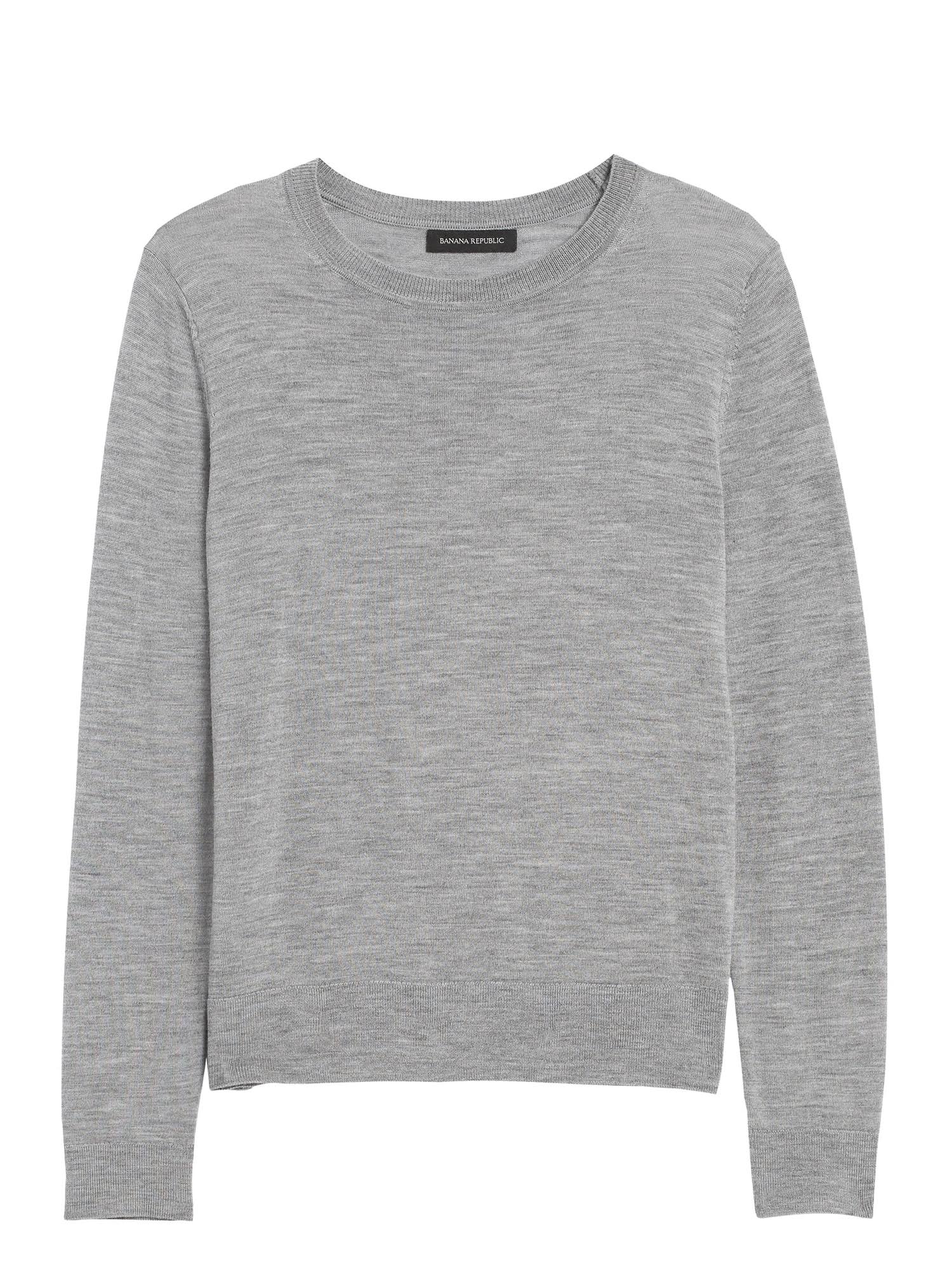 Banana Republic Women's Washable Merino Crew Sweater-neck Sweater Heather Gray Size XXS