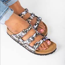 Birkenstock Florida Fresh Soft Footbed 38.0 , Floral Fades Black (Women's)