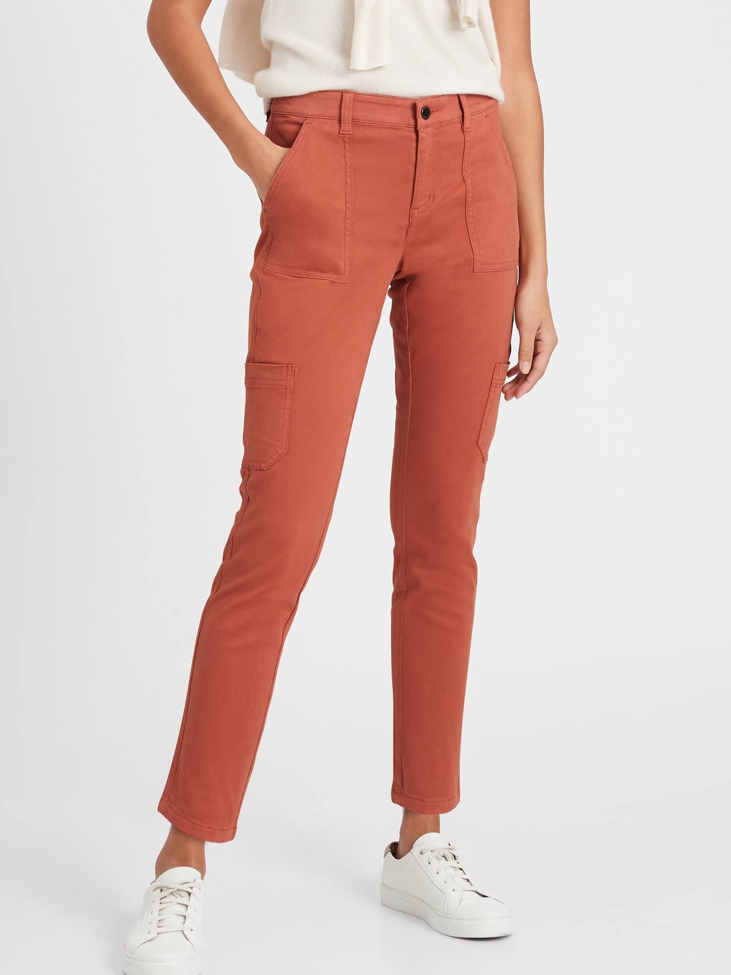 Banana Republic Women's Mid-Rise Skinny Cargo Chino Pant Copper Clay Size 0 Regular