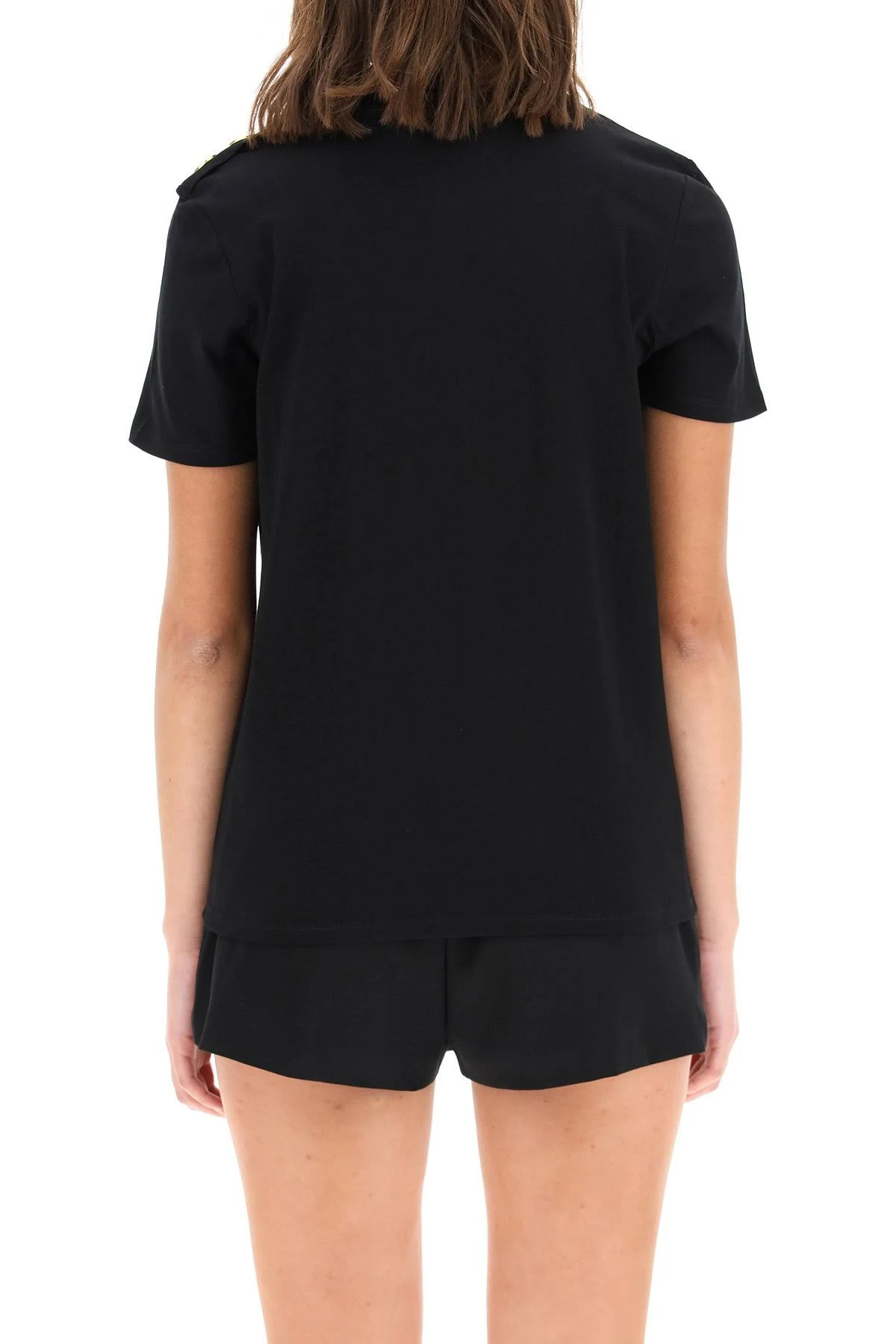 Balmain - Logo Buttoned T-Shirt, Women , Black