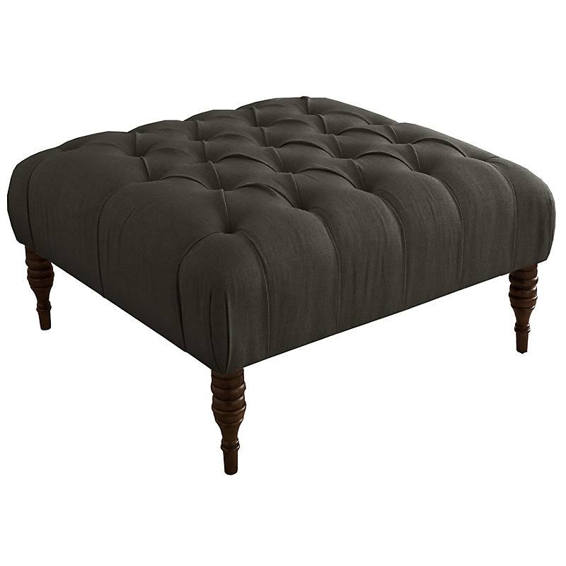Birch Lane Kalvin 36x22 Tufted Square Cocktail Ottoman Fabric: Gray
