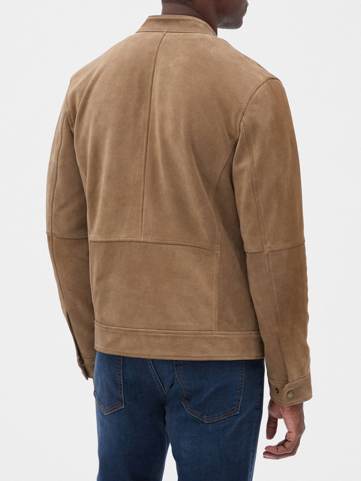 Banana Republic Factory Men's Suede Leather Jacket Light Brown Regular Size XS