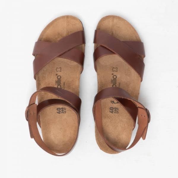 Papillio Womens Lola Leather Cognac Sandals 8 US