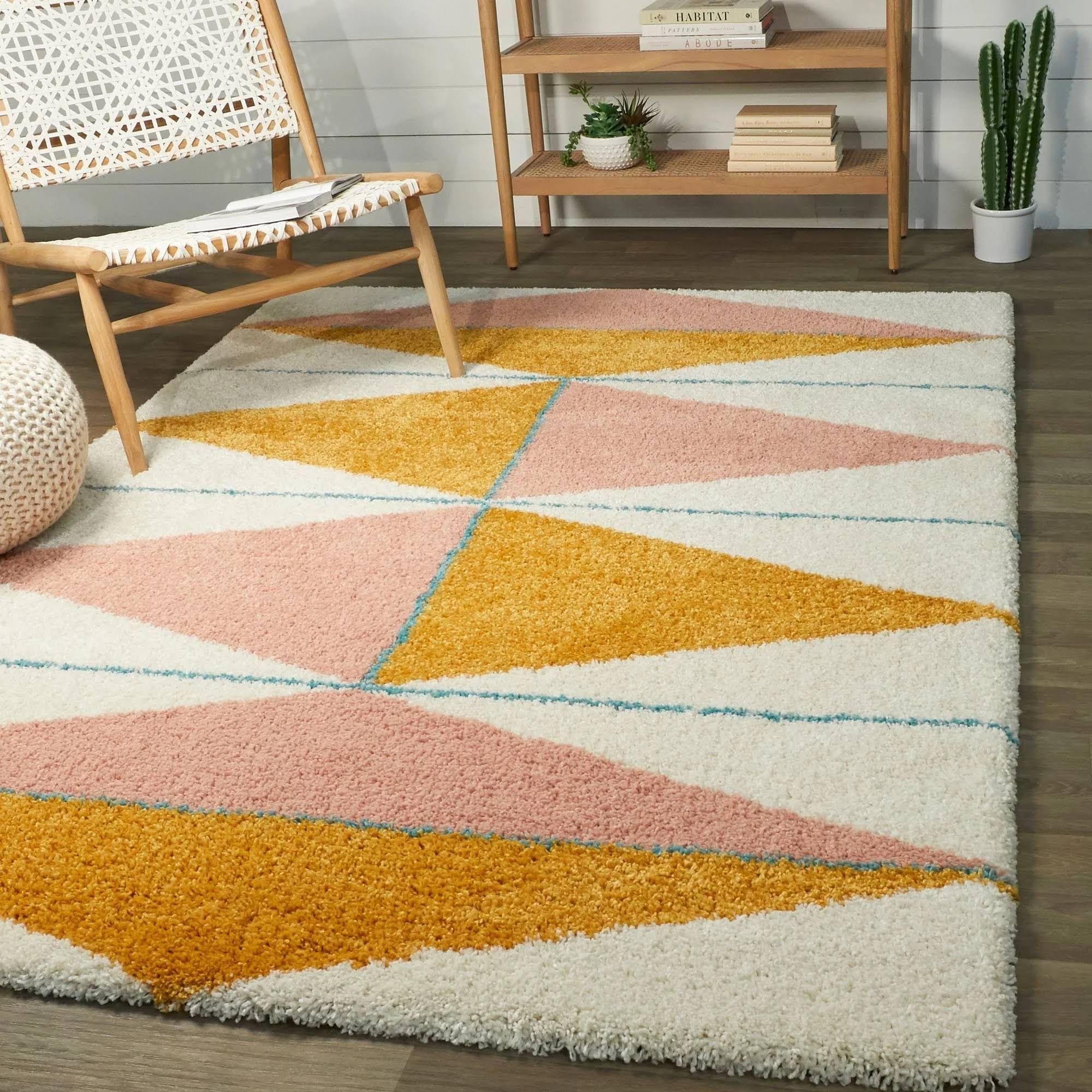 BALTA Levine Orange 5 ft. x 7 ft. Geometric Shag Area Rug
