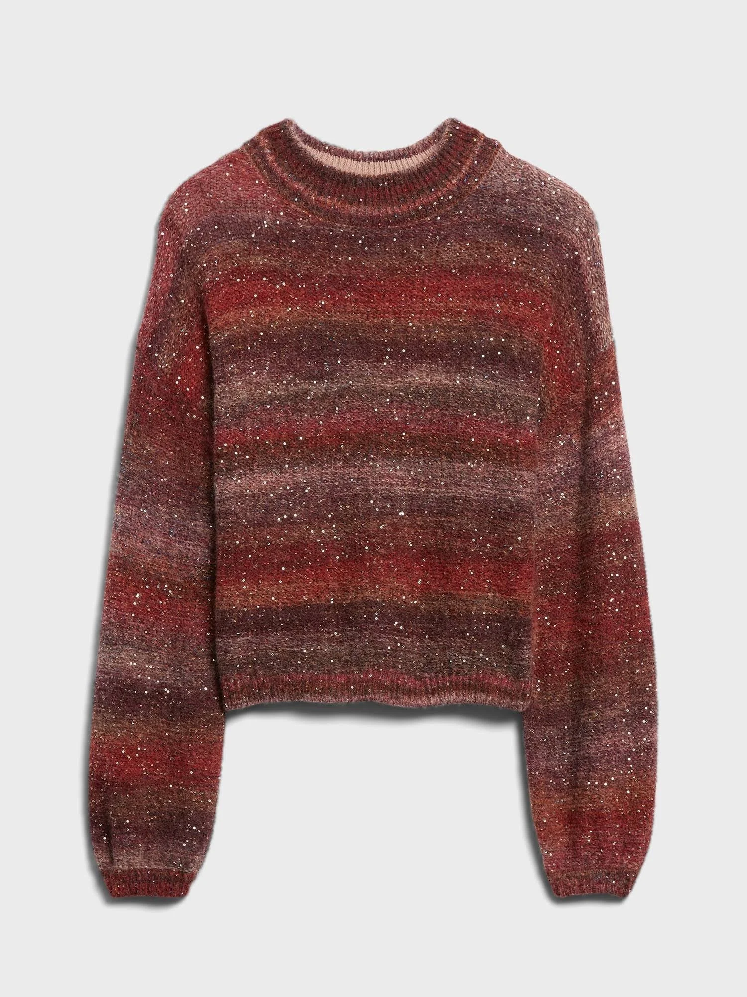 Banana Republic Women's Ombr?Sequin Cropped Sweater Red Galaxy Size Xs