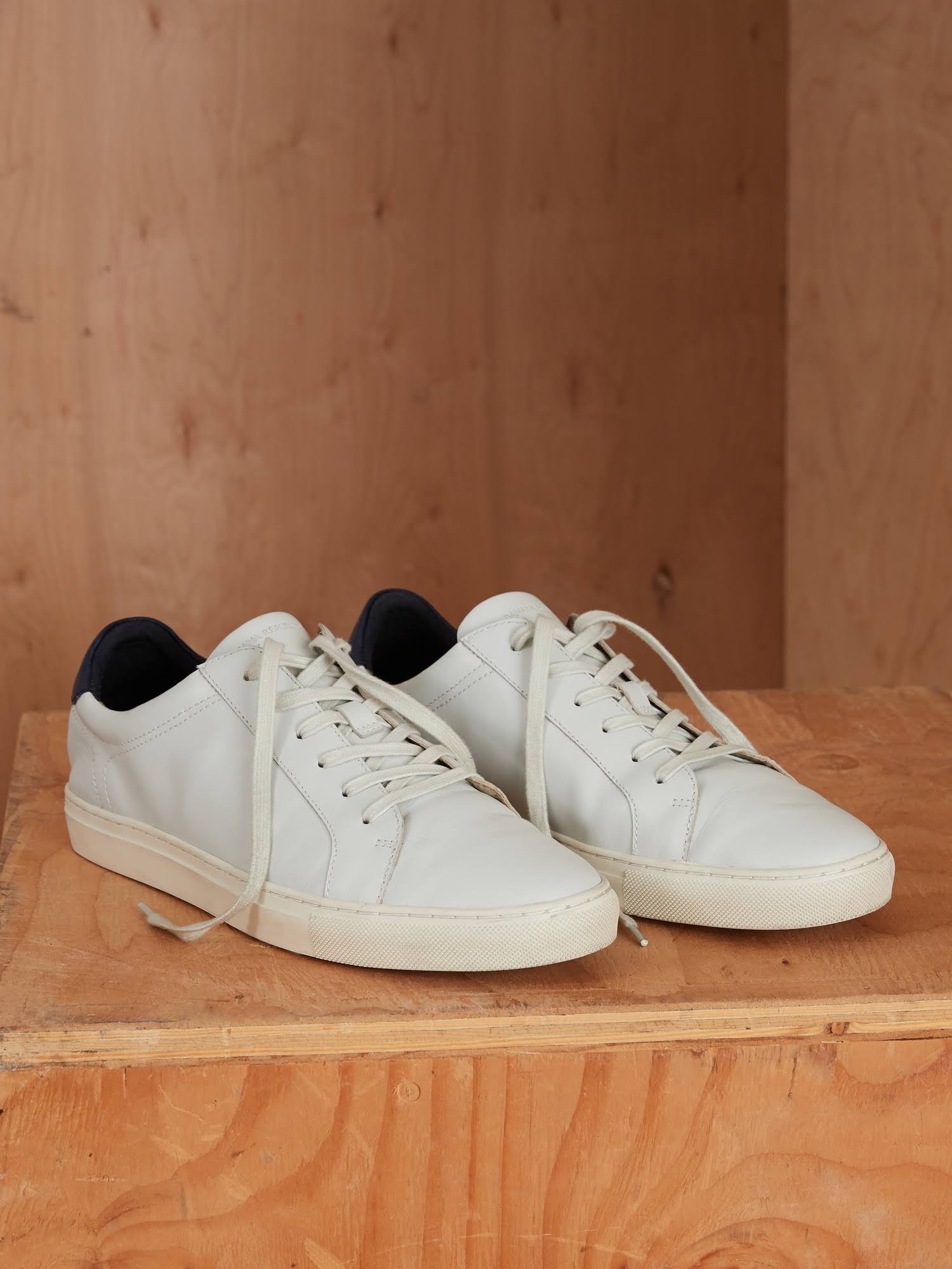 Banana Republic Men's Nicklas Leather Sneaker Pure White Size 10 1/2