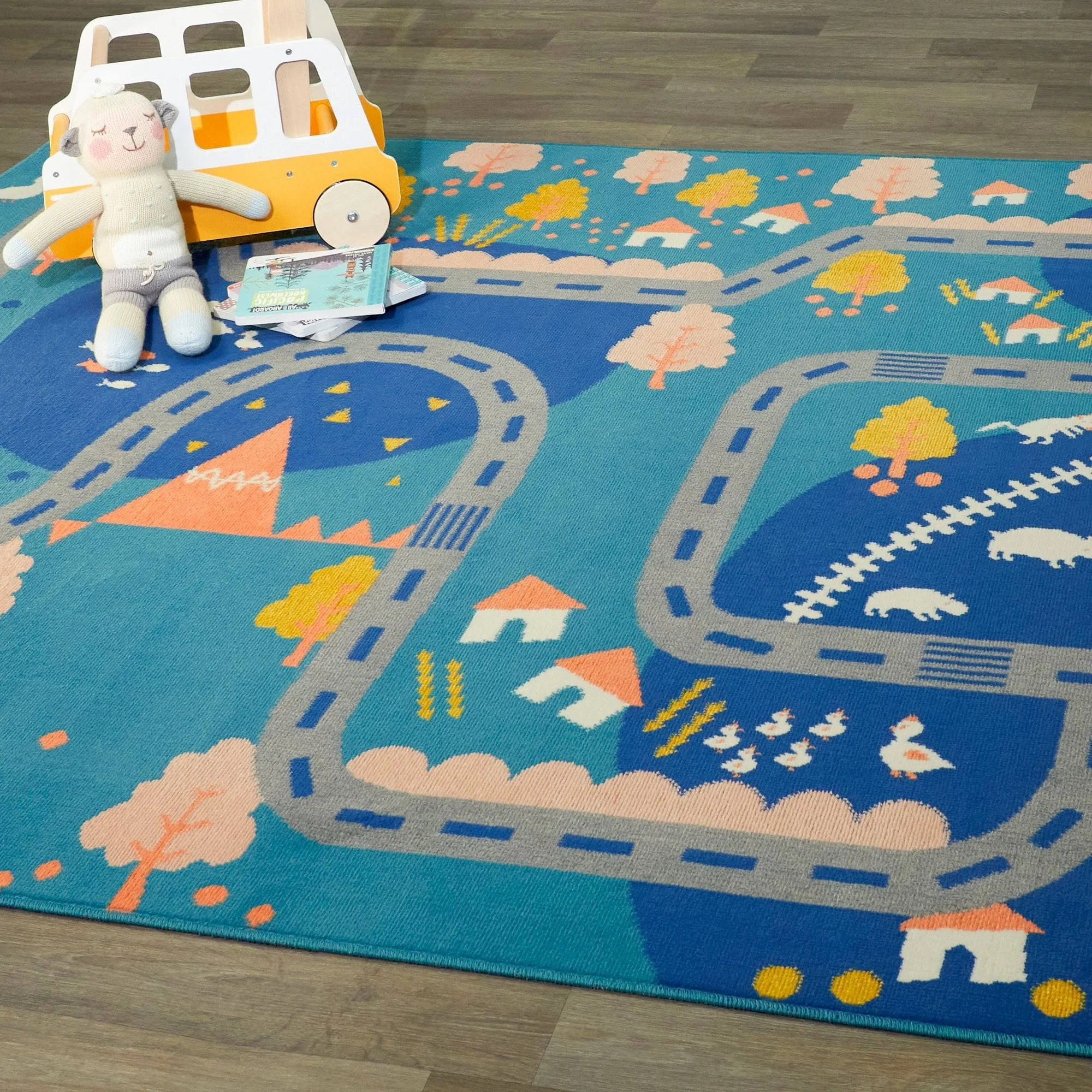Balta Rural Roadway Blue 4 ft. x 6 ft. Kids Area Rug